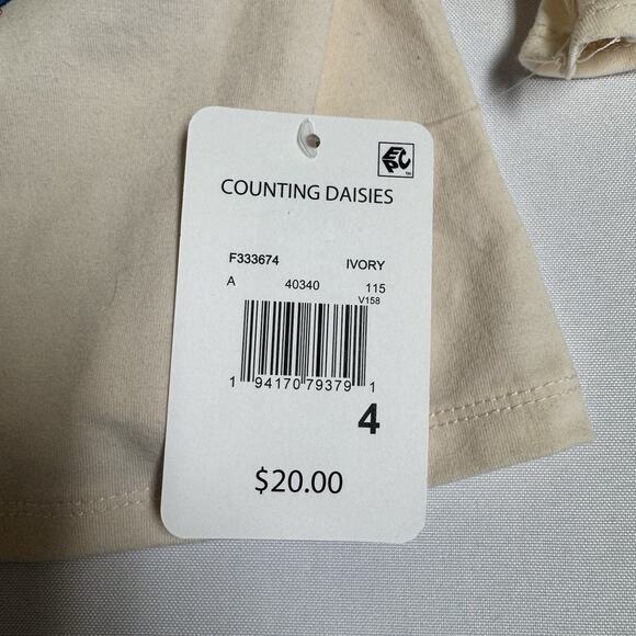 Counting Daisies Cowgirl Applique Ruffle Top Girl's Size 4 Ivory - Picture 4 of 5